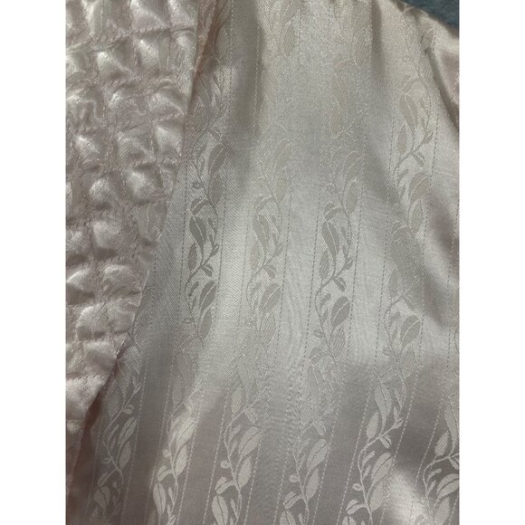 Adonna Robe Womens M Pink Satin Brocade Quilted Collar Cuffs Pockets Long Vtg - Picture 10 of 12